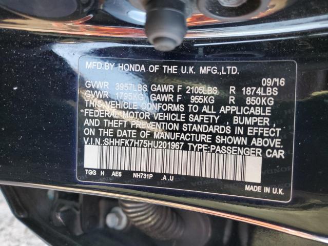 SHHFK7H75HU201967 - 2017 HONDA CIVIC EXL Qara foto 12