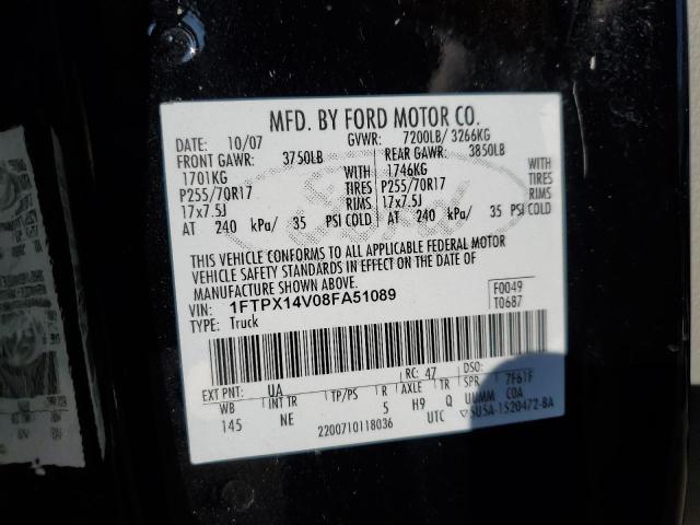 1FTPX14V08FA51089 - 2008 FORD F150 BLACK photo 12