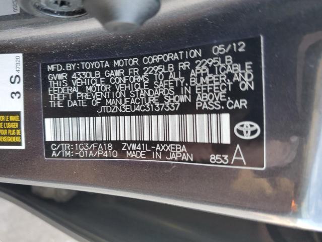 JTDZN3EU4C3137337 - 2012 TOYOTA PRIUS V GRAY photo 12