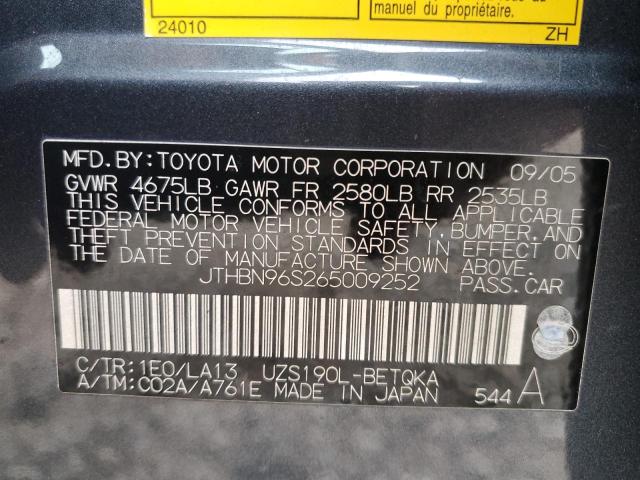 JTHBN96S265009252 - 2006 LEXUS GS 430 CHARCOAL photo 12