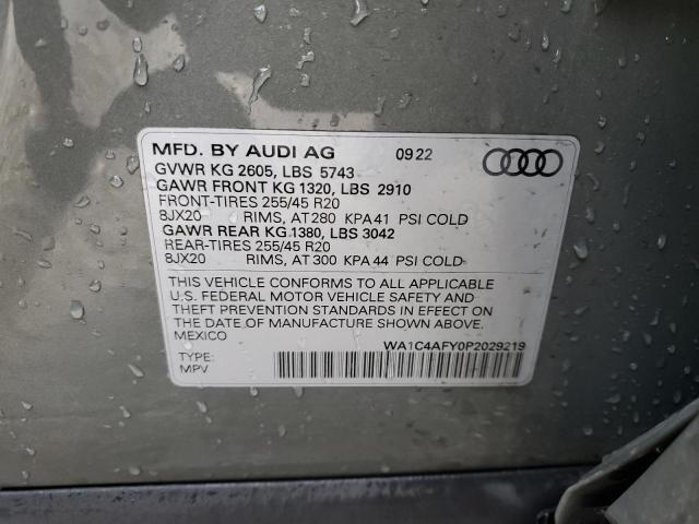 WA1C4AFY0P2029219 - 2023 AUDI SQ5 PRESTIGE GRAY photo 12