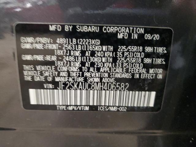 JF2SKAUC8MH406582 - 2021 SUBARU FORESTER LIMITED GRAY photo 12
