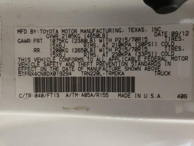 5TFNX4CN8DX019294 - 2013 TOYOTA TACOMA WHITE photo 12