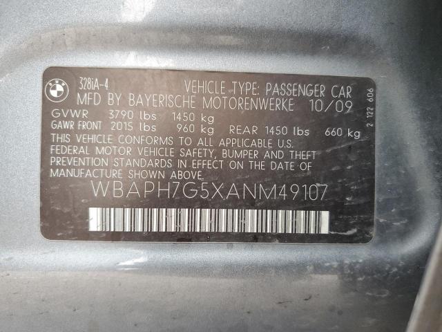 WBAPH7G5XANM49107 - 2010 BMW 328 I GRAY photo 12