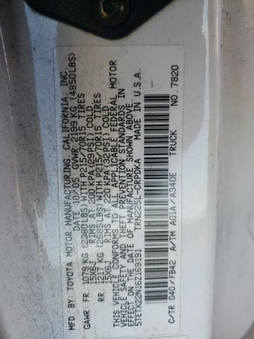 5TETX22N16Z169191 - 2006 TOYOTA TACOMA ACCESS CAB თეთრი ფოტო 12