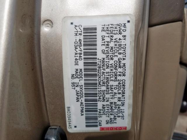 JT2BG22K0W0155342 - 1998 TOYOTA CAMRY CE  photo 10