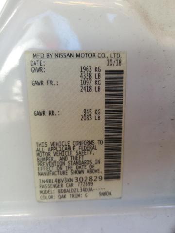 1N4BL4BV3KN302829 - 2019 NISSAN ALTIMA S WHITE photo 13