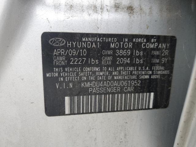 KMHDU4AD0AU061952 - 2010 HYUNDAI ELANTRA BLUE GRAY photo 12