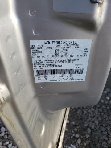 1FTRX12W18FC03286 - 2008 FORD F150 SILVER photo 12