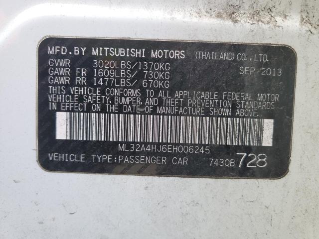 ML32A4HJ6EH006245 - 2014 MITSUBISHI MIRAGE ES WHITE photo 12