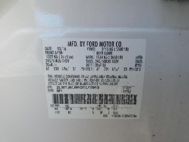 2LMTJ6LR6GBL60969 - 2016 LINCOLN MKX RESERVE 白色 照片 13