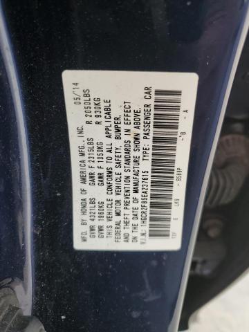 1HGCR2F85EA237615 - 2014 HONDA ACCORD EXL BLUE photo 12