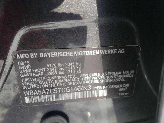 WBA5A7C57GG146493 - 2016 BMW 528 XI GRAY photo 12