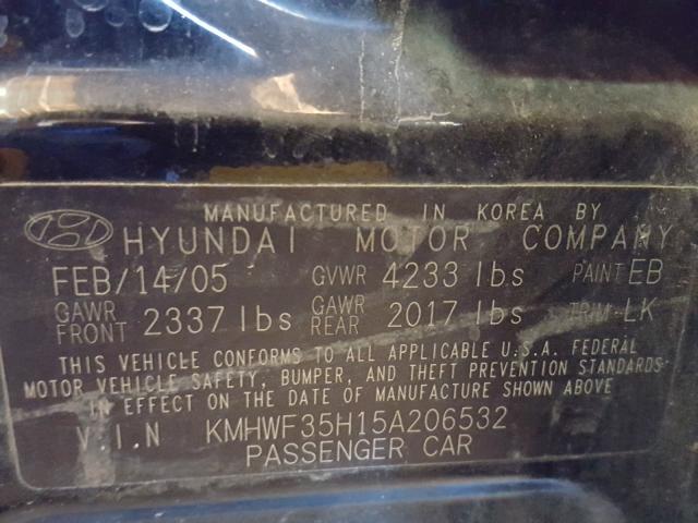 KMHWF35H15A206532 - 2005 HYUNDAI SONATA GLS  photo 10