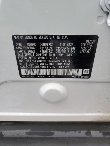 3CZRU6H54NM747226 - 2022 HONDA HR-V EX WHITE photo 13