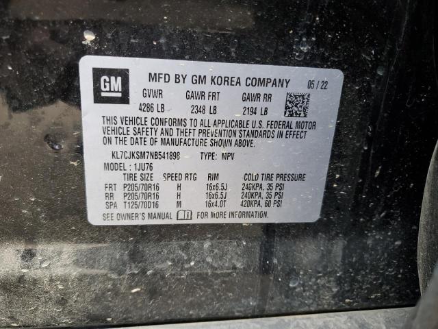 KL7CJKSM7NB541898 - 2022 CHEVROLET TRAX LS BLACK photo 14