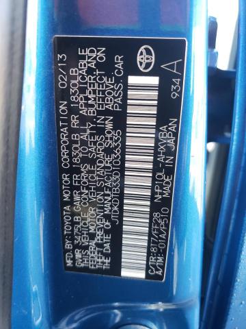 JTDKDTB33D1036335 - 2013 TOYOTA PRIUS C BLUE photo 13