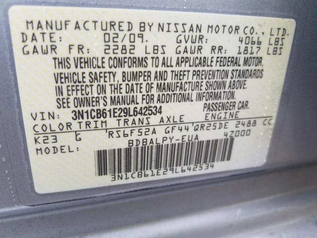 3N1CB61E29L642534 - 2009 NISSAN SENTRA SE-R SPEC V  photo 10