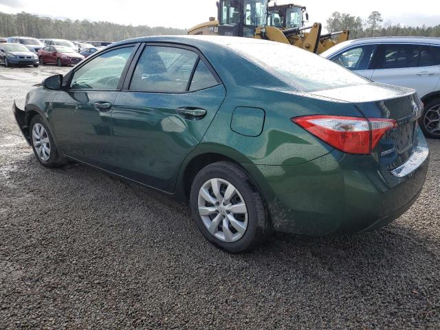 2T1BURHE9FC354650 - 2015 TOYOTA COROLLA L GREEN photo 2