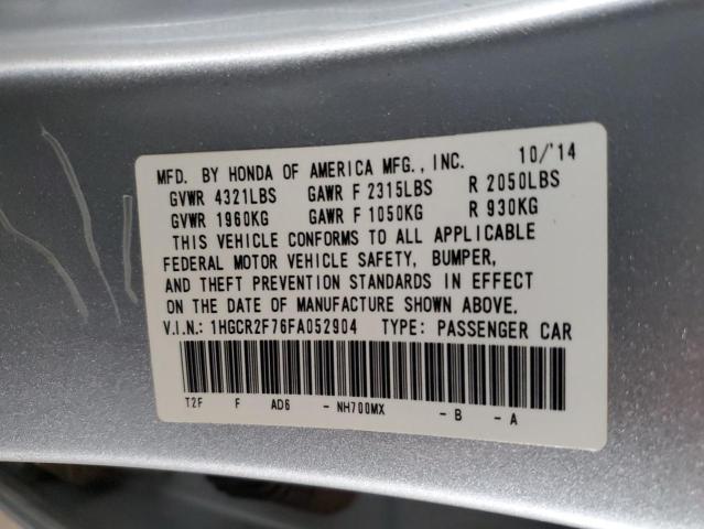 1HGCR2F76FA052904 - 2015 HONDA ACCORD EX SILVER photo 13