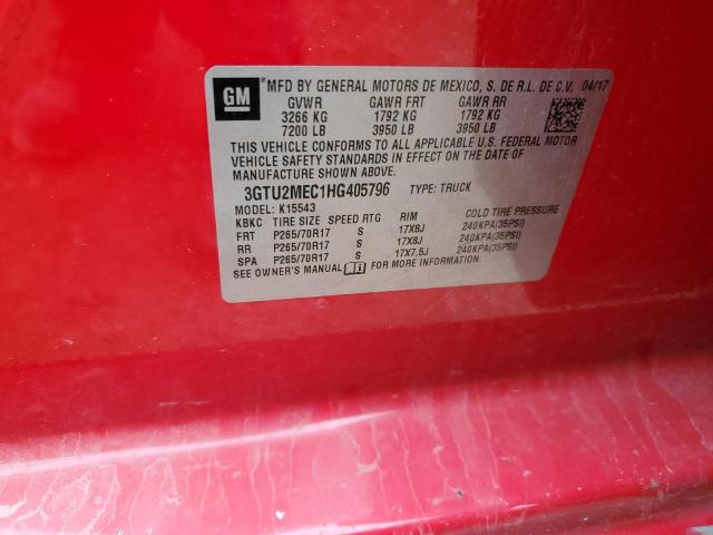 3GTU2MEC1HG405796 - 2017 GMC SIERRA K1500 SLE RED photo 12