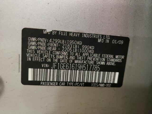 JF1GE61619H517785 - 2009 SUBARU IMPREZA 2.5I SILVER photo 12