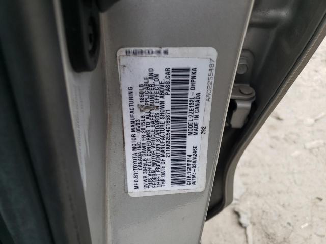 2T1KR32E54C165871 - 2004 TOYOTA COROLLA MA XR SILVER photo 12
