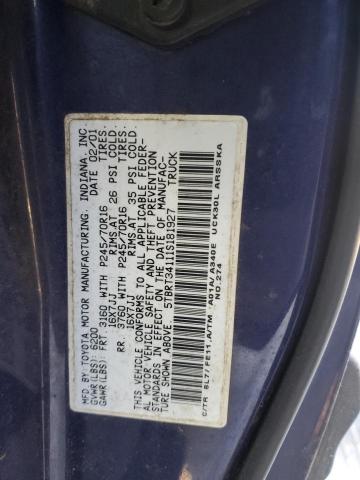 5TBRT34111S181927 - 2001 TOYOTA TUNDRA ACCESS CAB ლურჯი ფოტო 12