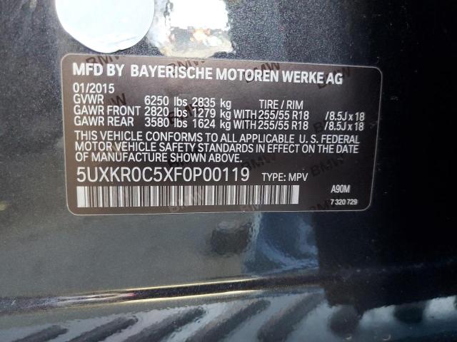 5UXKR0C5XF0P00119 - 2015 BMW X5 XDRIVE35I GRAY photo 14