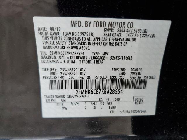 2FMHK6C87KBA28554 - 2019 FORD FLEX SEL BLACK photo 14