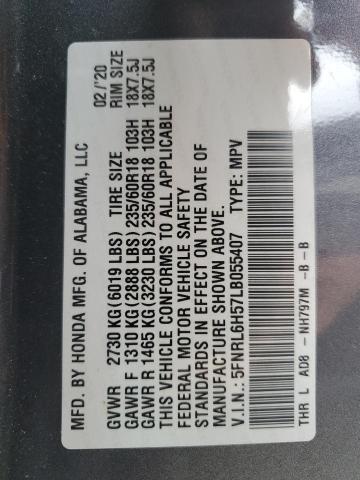 5FNRL6H57LB055407 - 2020 HONDA ODYSSEY EX GRAY photo 14