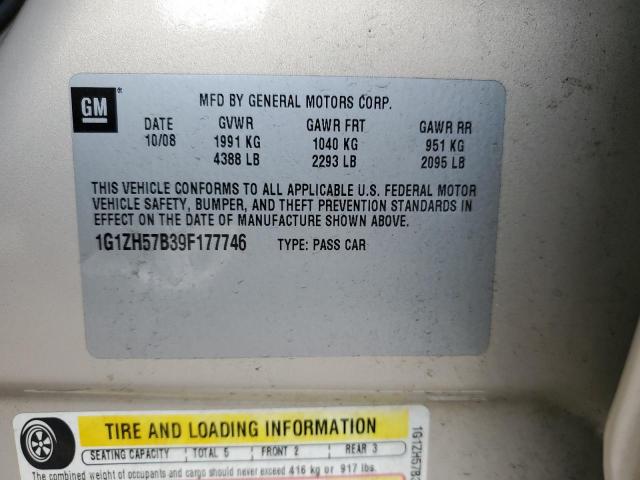 1G1ZH57B39F177746 - 2009 CHEVROLET MALIBU 1LT ოქროსფერი ფოტო 12