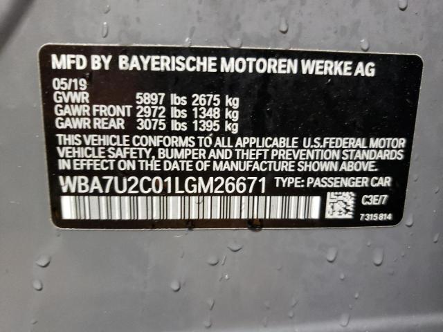 WBA7U2C01LGM26671 - 2020 BMW 750 XI GRAY photo 12