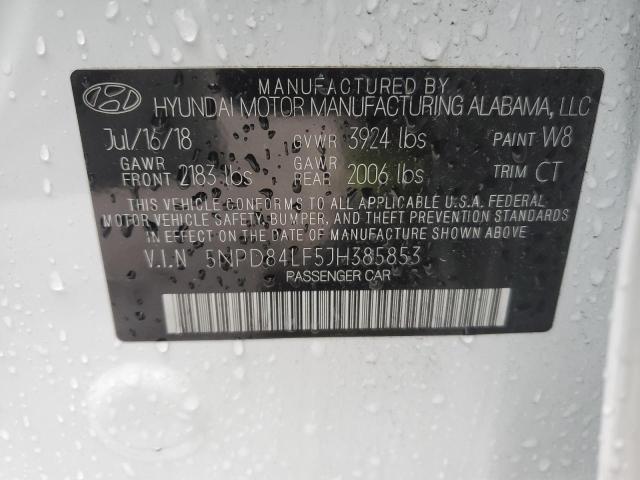 5NPD84LF5JH385853 - 2018 HYUNDAI ELANTRA SEL WHITE photo 12