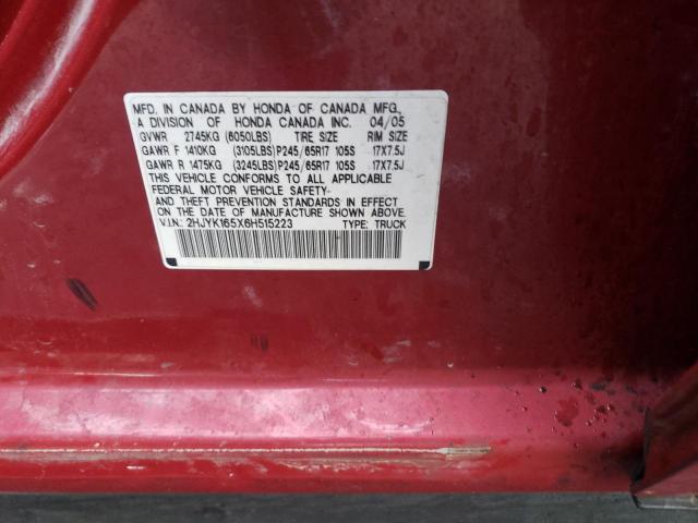 2HJYK165X6H515223 - 2006 HONDA RIDGELINE RTL RED photo 14