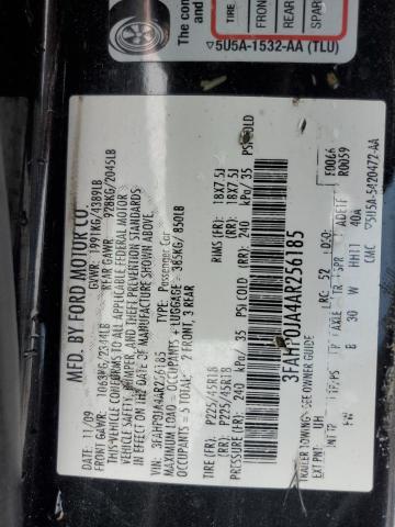 3FAHP0JA4AR256185 - 2010 FORD FUSION SEL BLACK photo 12