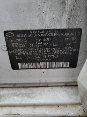 5NPE24AF9GH327102 - 2016 HYUNDAI SONATA SE WHITE photo 13