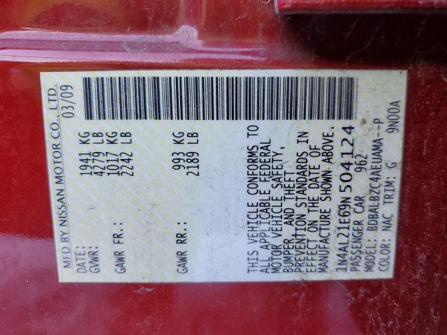 1N4AL21E69N504124 - 2009 NISSAN ALTIMA 2.5 RED photo 12