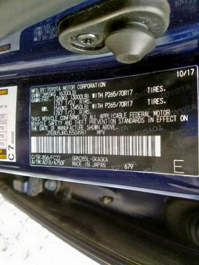 JTEBU5JR0J5504961 - 2018 TOYOTA 4RUNNER SR5/SR5 PREMIUM  照片 10