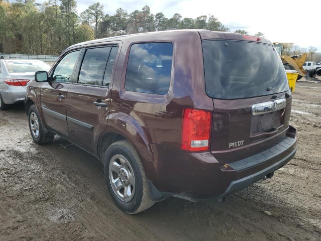 5FNYF3H2XAB016055 - 2010 HONDA PILOT LX BURGUNDY photo 2