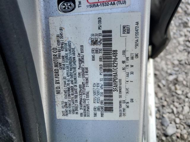 3FAHP0HA1CR296488 - 2012 FORD FUSION SE SILVER photo 12