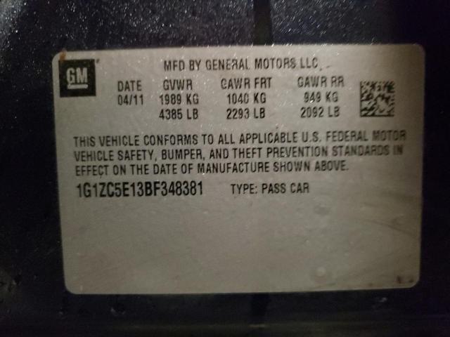 1G1ZC5E13BF348381 - 2011 CHEVROLET MALIBU 1LT Bleu photo 12