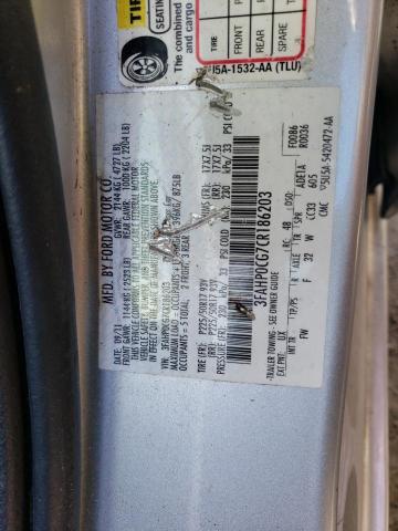 3FAHP0CG7CR186203 - 2012 FORD FUSION SEL SILVER photo 13