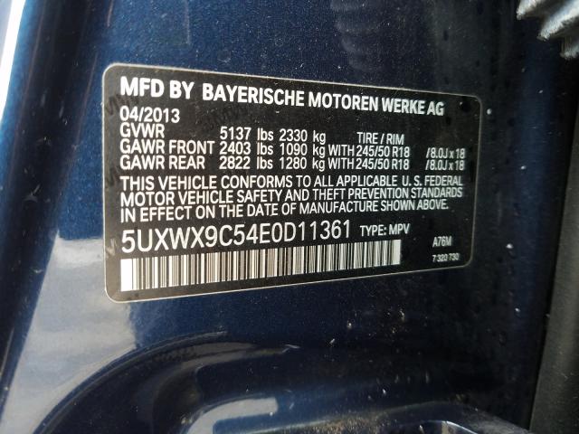 5UXWX9C54E0D11361 - 2014 BMW X3 XDRIVE28I  photo 10