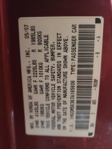 1HGCM56367A165606 - 2007 HONDA ACCORD SE RED photo 12