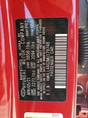 KMHLL4AG3MU179748 - 2021 HYUNDAI ELANTRA SE RED photo 13