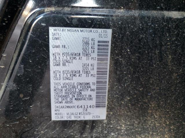 5N1AR2MNXFC641140 - 2015 NISSAN PATHFINDER S 黑色 照片 14