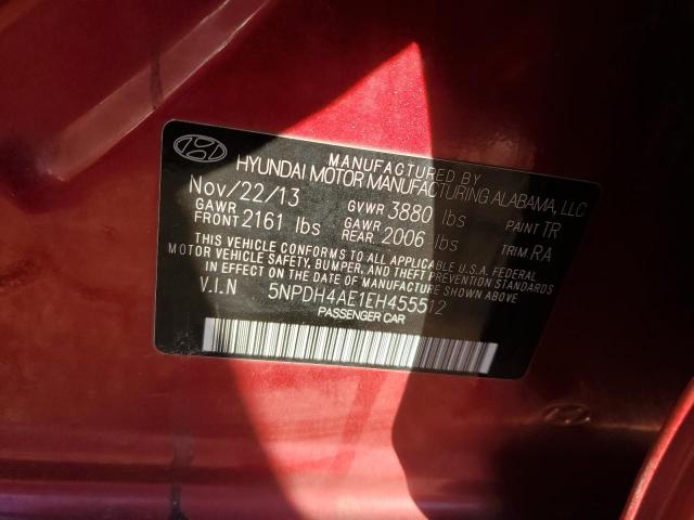 5NPDH4AE1EH455512 - 2014 HYUNDAI ELANTRA SE RED photo 13