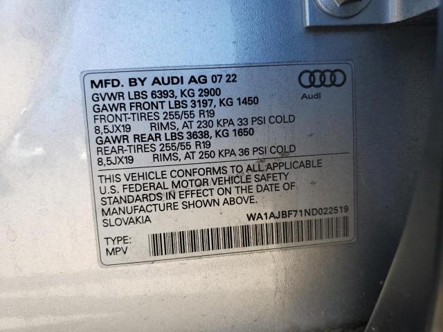 WA1AJBF71ND022519 - 2022 AUDI Q7 PREMIUM SILVER photo 14