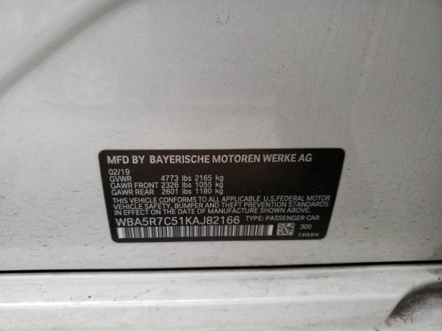 WBA5R7C51KAJ82166 - 2019 BMW 330XI WHITE photo 12